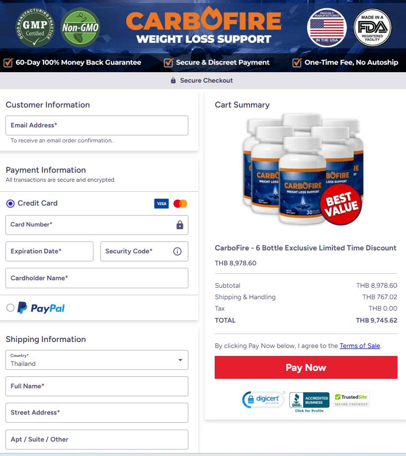 CarboFire Official Website Online Order Page